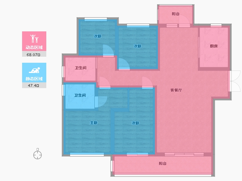 河南省-郑州市-金西棠-113.60-户型库-动静分区