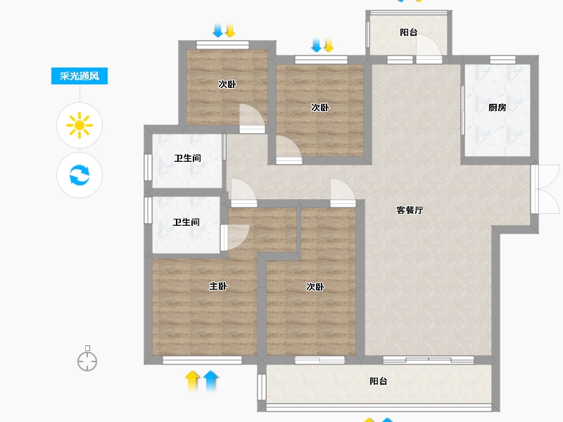 河南省-郑州市-金西棠-113.60-户型库-采光通风