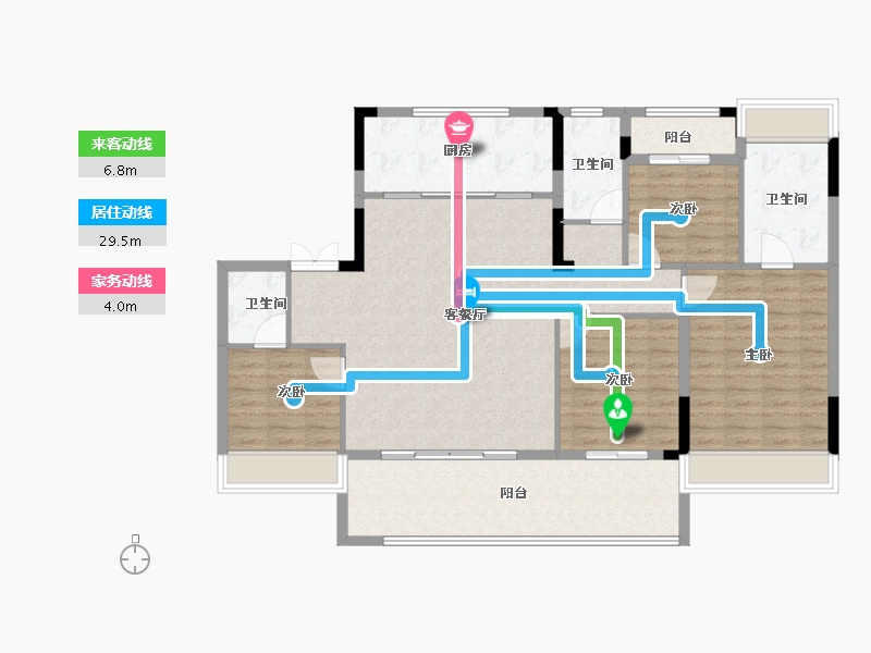 浙江省-杭州市-靖淞西湖宸央-125.00-户型库-动静线