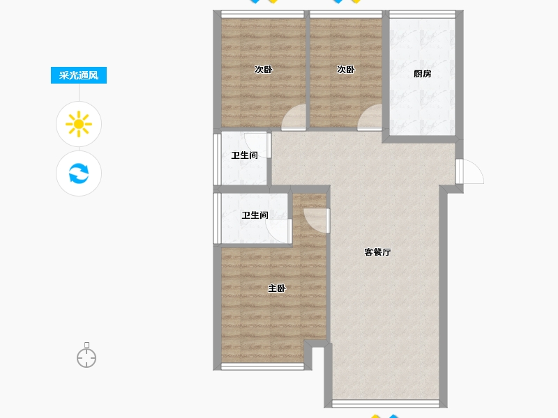 重庆-重庆市-东湖峯璟-78.62-户型库-采光通风