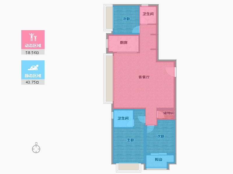 江苏省-南京市-华侨城翡翠天域-92.00-户型库-动静分区