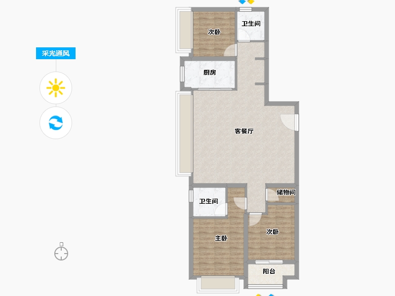 江苏省-南京市-华侨城翡翠天域-92.00-户型库-采光通风