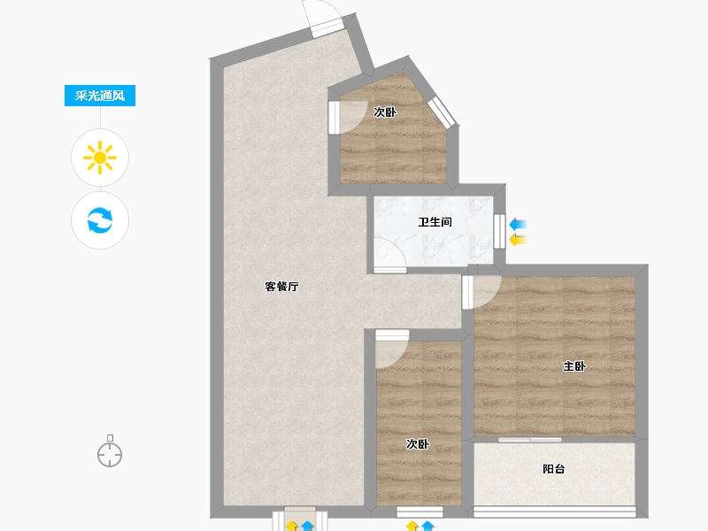 广东省-深圳市-星海名城(三期)-57.60-户型库-采光通风