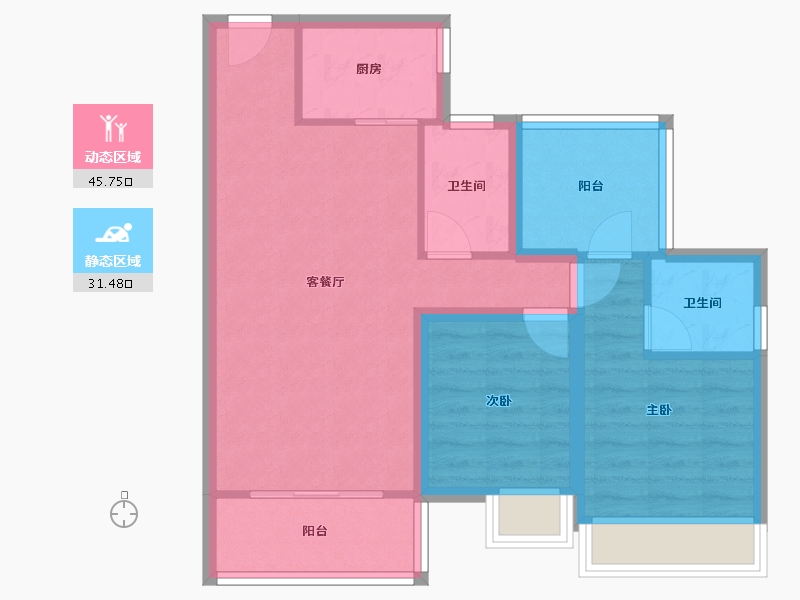 广东省-深圳市-华侨城四海云亭-68.51-户型库-动静分区