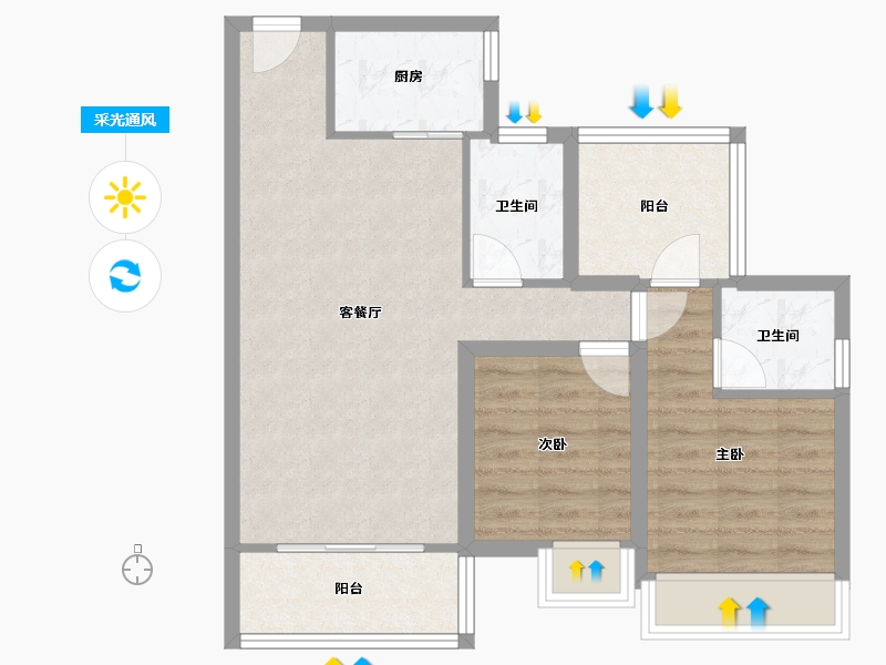 广东省-深圳市-华侨城四海云亭-68.51-户型库-采光通风