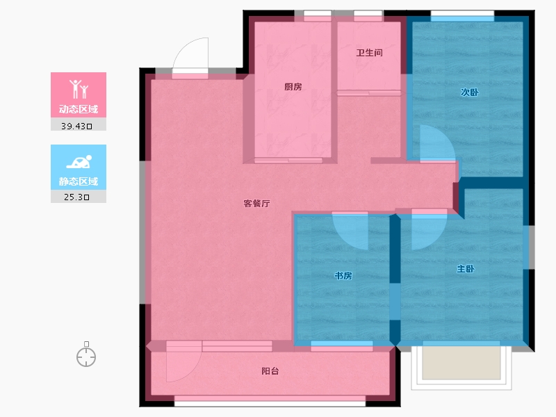 吉林省-长春市-新龙·新安九里-56.34-户型库-动静分区