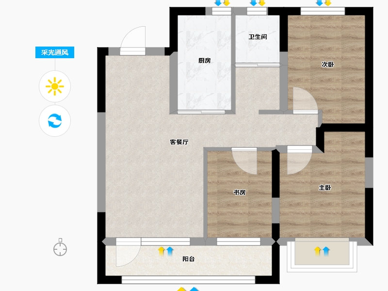 吉林省-长春市-新龙·新安九里-56.34-户型库-采光通风