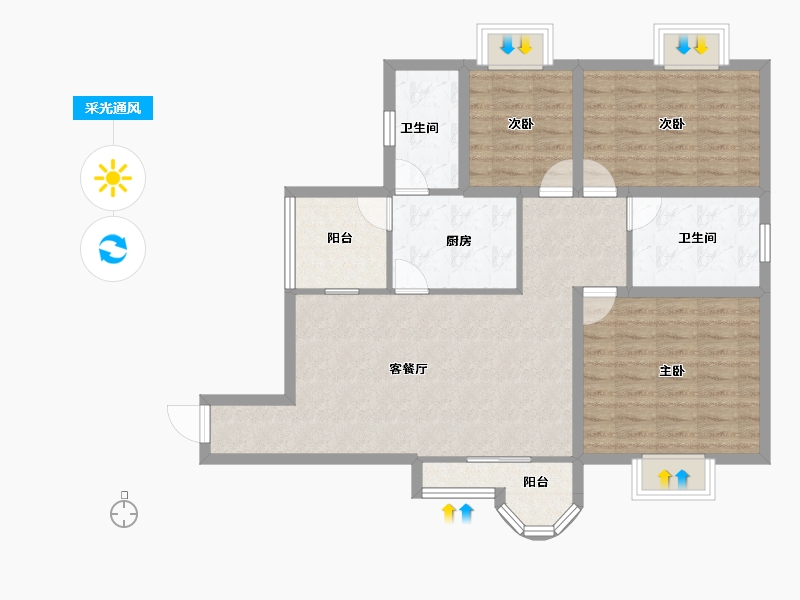 广东省-深圳市-东方海雅居-93.05-户型库-采光通风