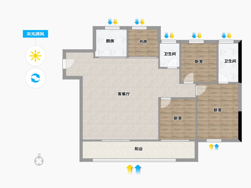 浙江省-台州市-绿城·柳岸晓风-112.68-户型库-采光通风