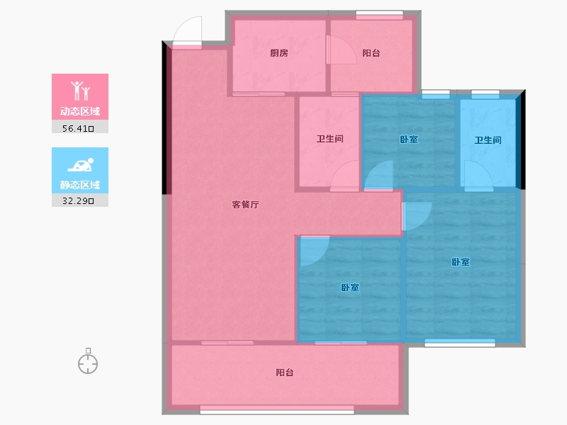 湖北省-十堰市-寿康·华悦府-80.77-户型库-动静分区