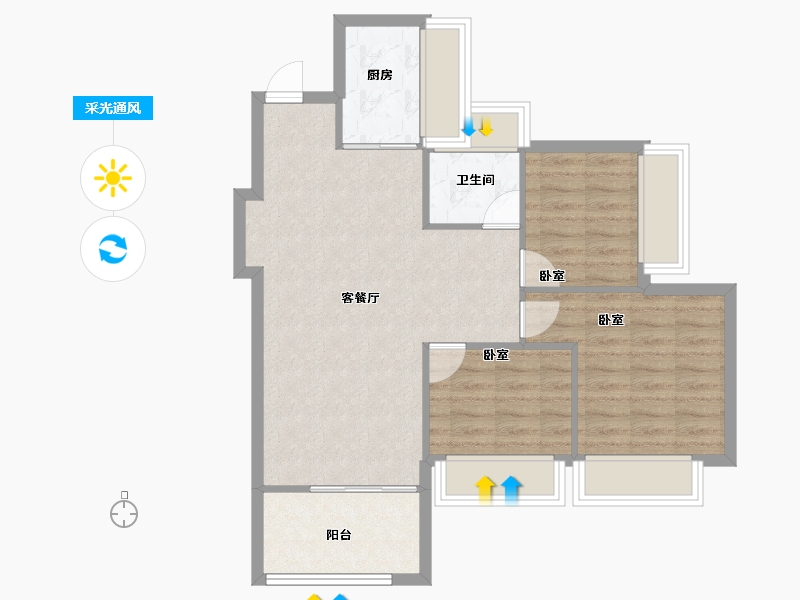 广东省-深圳市-满京华·金硕华府-71.58-户型库-采光通风