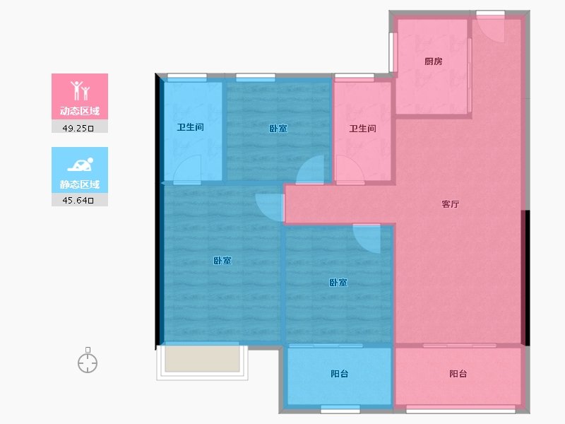 湖北省-襄阳市-力生汉江樾-86.68-户型库-动静分区