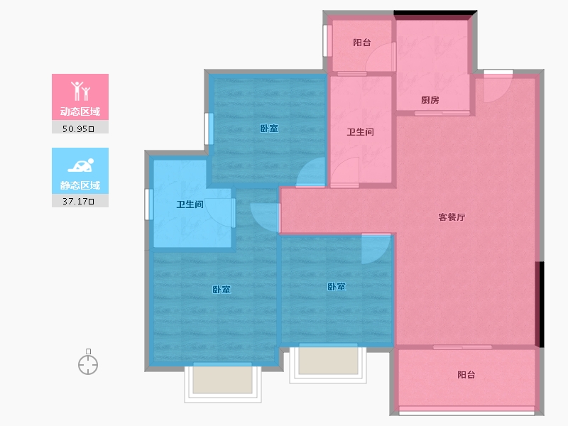 广东省-惠州市-鑫洲湖心岛1号-79.95-户型库-动静分区