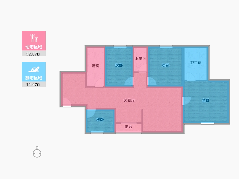 广东省-深圳市-宜城风景花园-91.43-户型库-动静分区