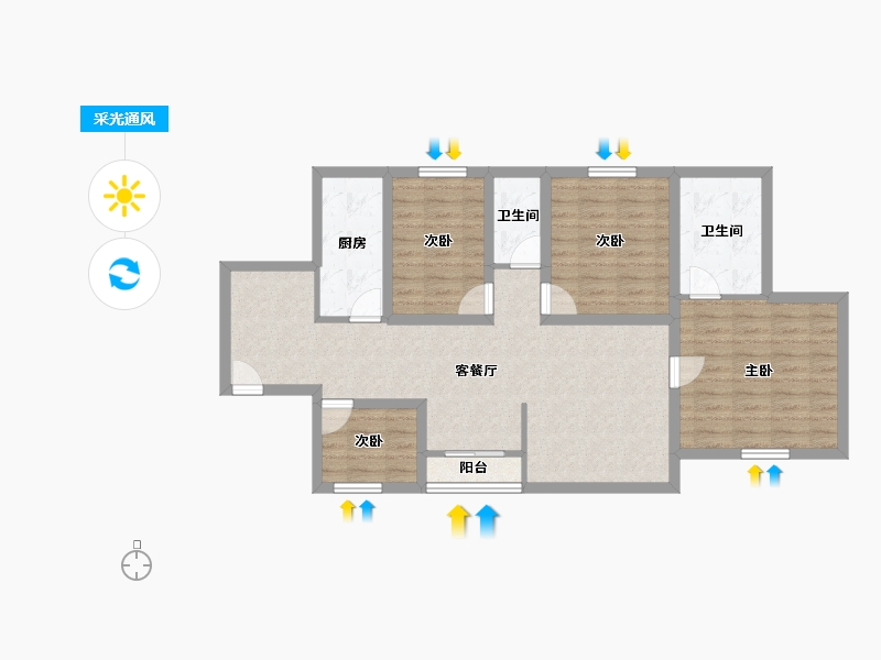 广东省-深圳市-宜城风景花园-91.43-户型库-采光通风