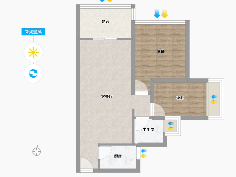 广东省-深圳市-阳光花地苑-53.55-户型库-采光通风