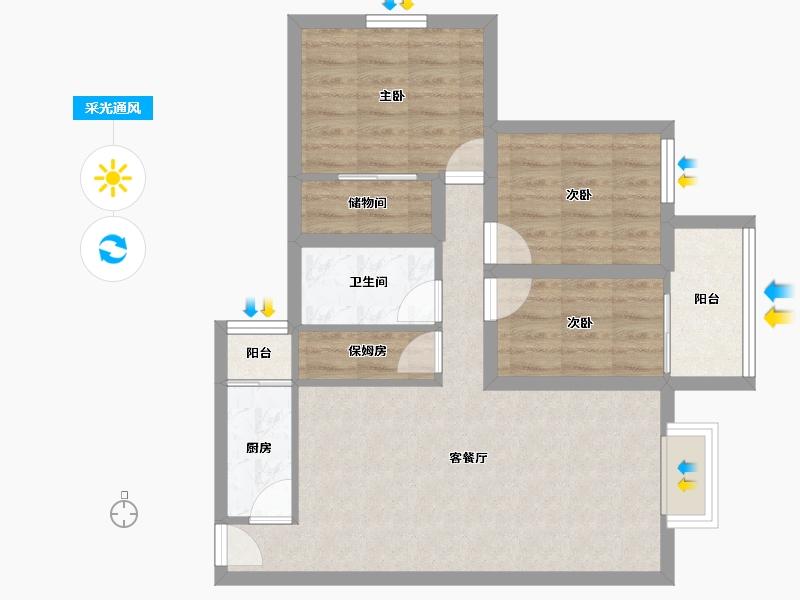 广东省-深圳市-港湾丽都-69.57-户型库-采光通风