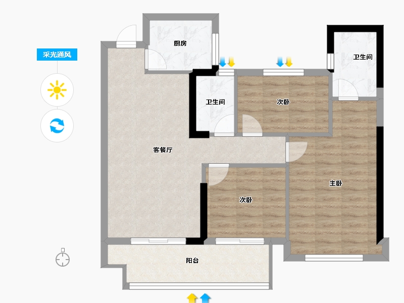 福建省-福州市-外滩一号-76.00-户型库-采光通风