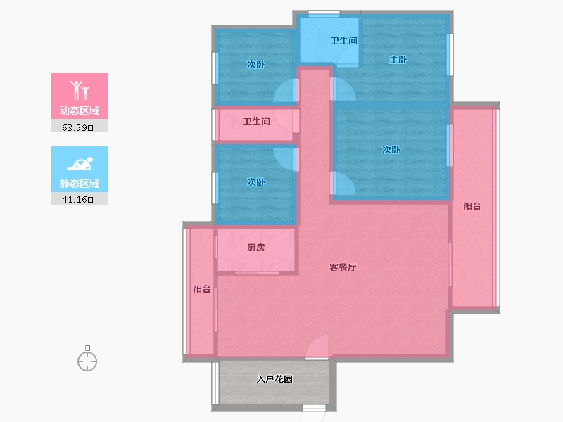 广东省-深圳市-卓弘高尔夫雅苑-98.18-户型库-动静分区