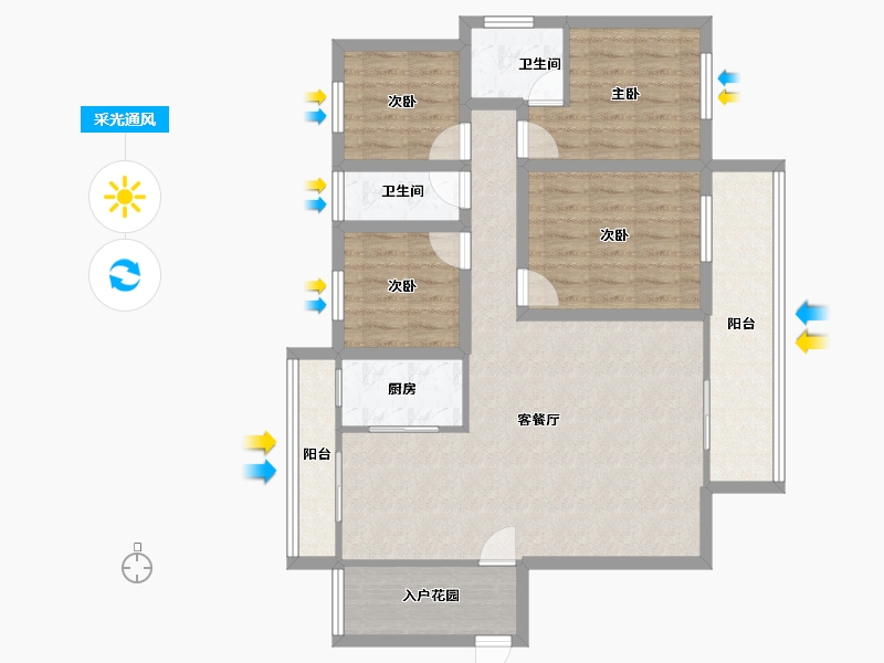 广东省-深圳市-卓弘高尔夫雅苑-98.18-户型库-采光通风