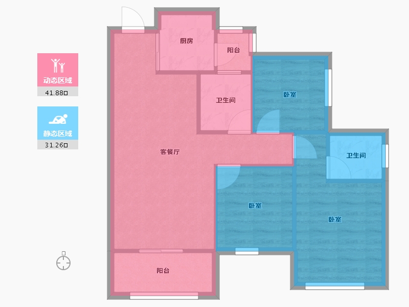 四川省-南充市-金为领地悦城-65.76-户型库-动静分区