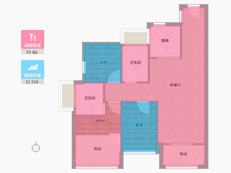 广东省-广州市-越秀·大学·星汇锦城-61.76-户型库-动静分区