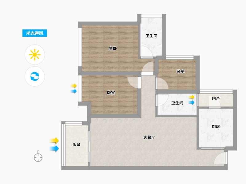 广东省-深圳市-华润城润府一期-74.36-户型库-采光通风