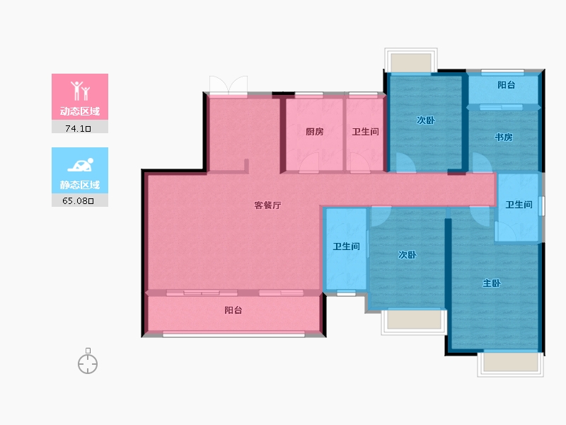 福建省-福州市-名城银河湾-125.46-户型库-动静分区