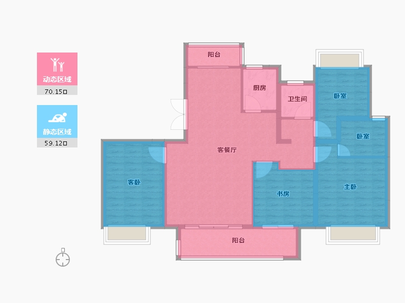 贵州省-遵义市-万达生态城-116.80-户型库-动静分区