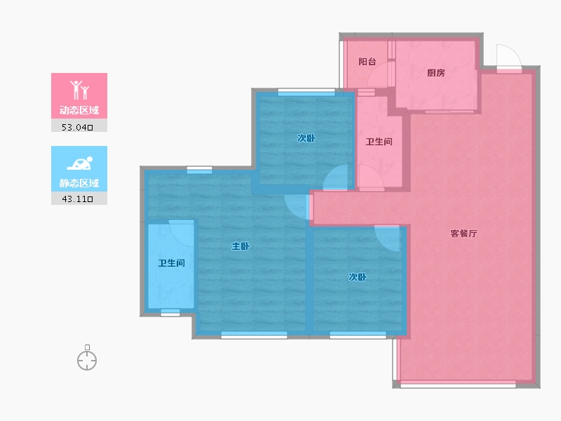 四川省-成都市-邦泰熙华天骄-86.07-户型库-动静分区