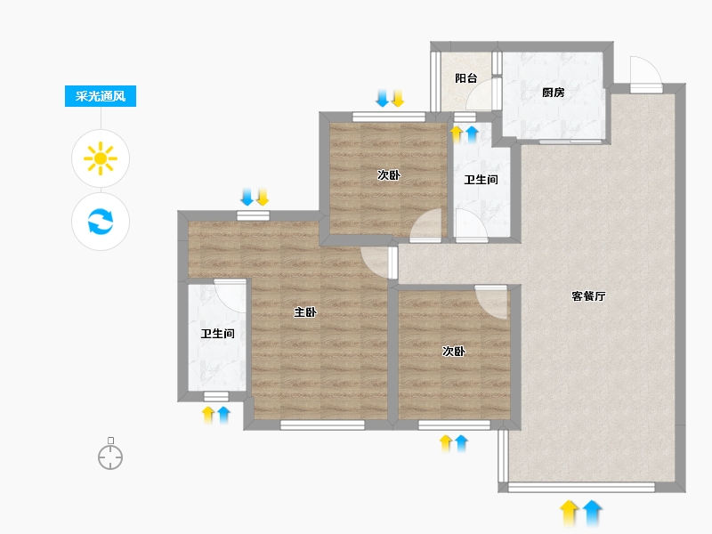 四川省-成都市-邦泰熙华天骄-86.07-户型库-采光通风