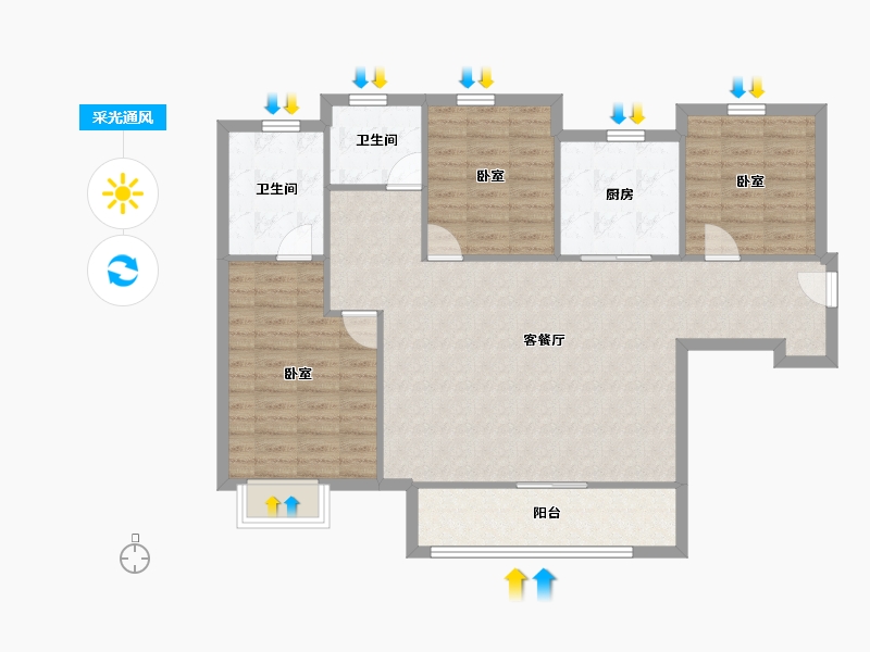 甘肃省-兰州市-新区万科城-102.67-户型库-采光通风