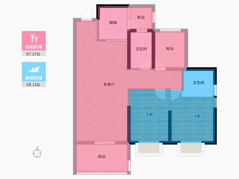 广东省-惠州市-鑫洲湖心岛1号-85.05-户型库-动静分区