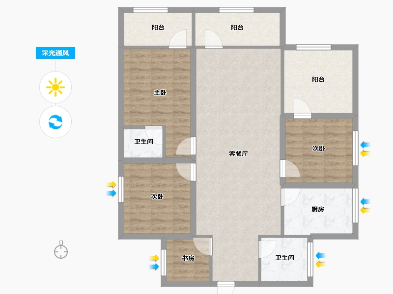 广东省-深圳市-卓弘高尔夫雅苑-101.54-户型库-采光通风