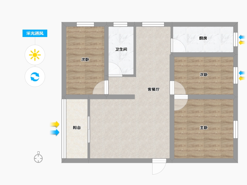 广东省-深圳市-滢水山庄一区-65.72-户型库-采光通风