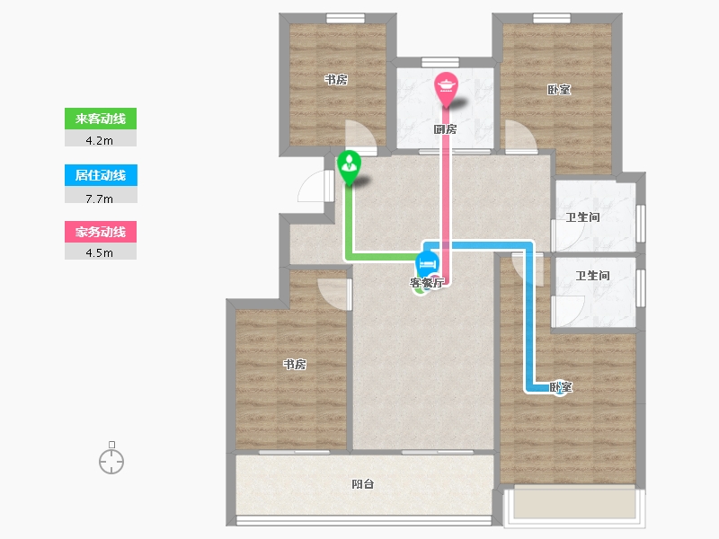 浙江省-杭州市-滨江翠栖府-95.87-户型库-动静线