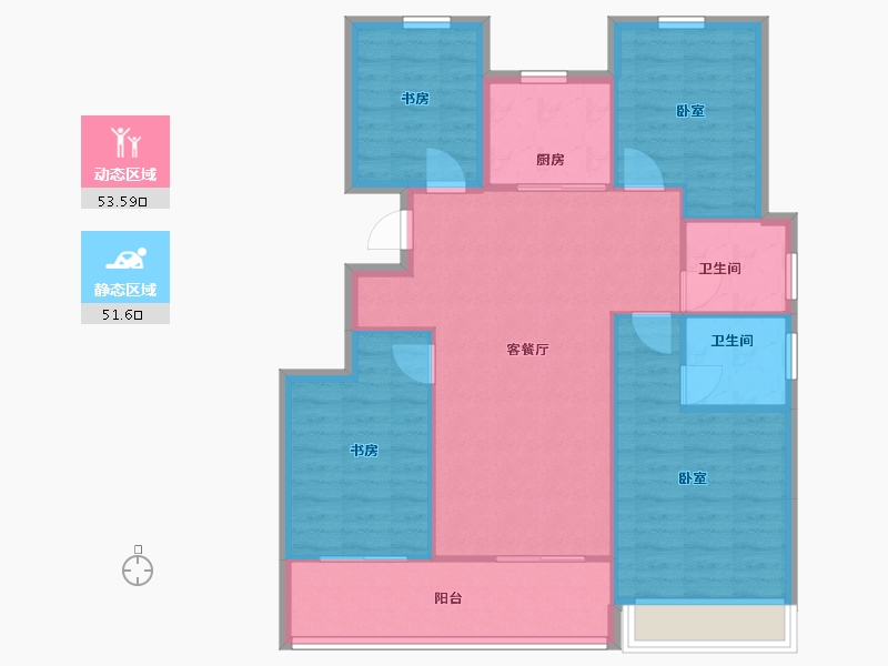 浙江省-杭州市-滨江翠栖府-95.87-户型库-动静分区