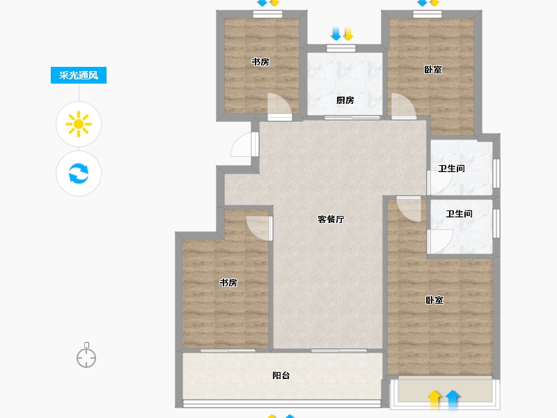 浙江省-杭州市-滨江翠栖府-95.87-户型库-采光通风