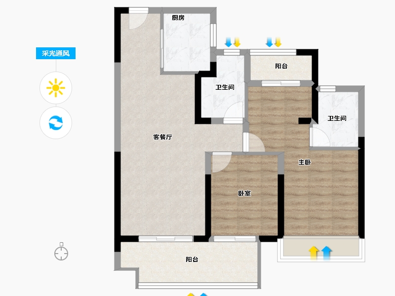 河南省-洛阳市-浩德伊河湾-80.13-户型库-采光通风