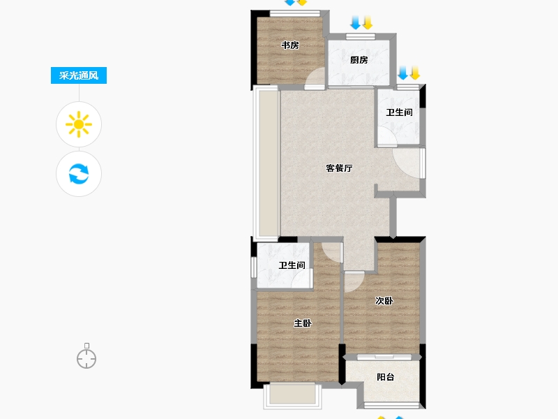 浙江省-绍兴市-溪上云庐-76.58-户型库-采光通风