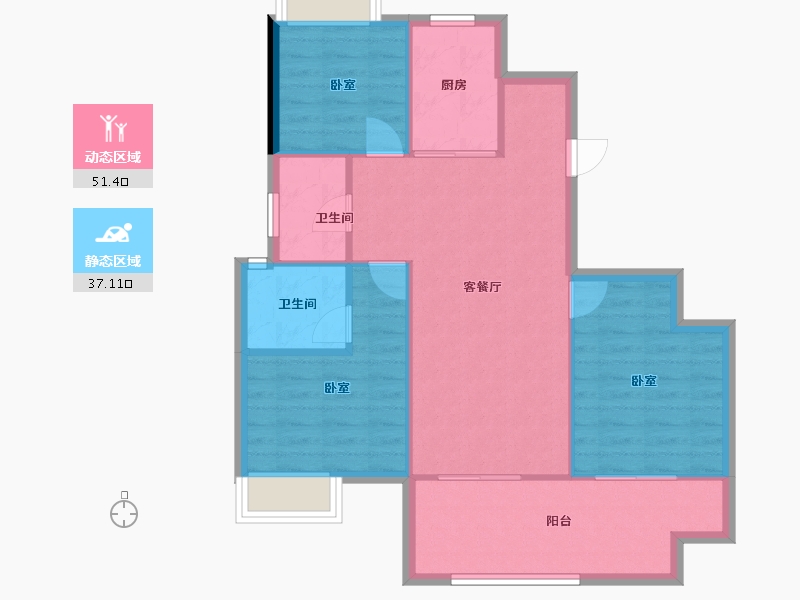 福建省-福州市-榕发栖湖郡-80.68-户型库-动静分区