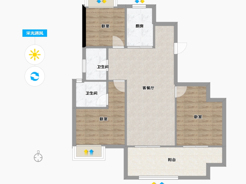 福建省-福州市-榕发栖湖郡-80.68-户型库-采光通风