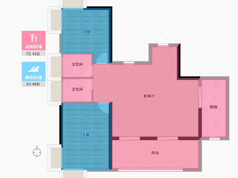 海南省-海口市-卓越·盈滨悦府-93.43-户型库-动静分区