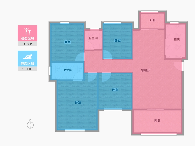 四川省-南充市-金为领地悦城-94.77-户型库-动静分区