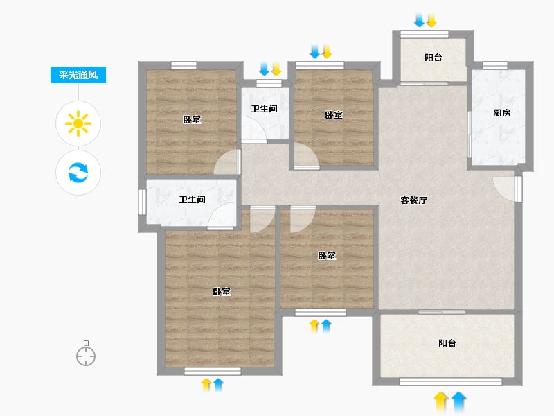 四川省-南充市-金为领地悦城-94.77-户型库-采光通风