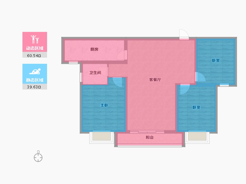 陕西省-咸阳市-银河·悦府-89.65-户型库-动静分区