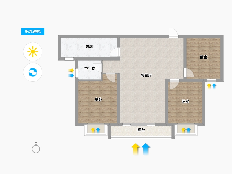 陕西省-咸阳市-银河·悦府-89.65-户型库-采光通风