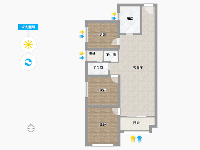 广东省-深圳市-万科红(四期)-71.20-户型库-采光通风