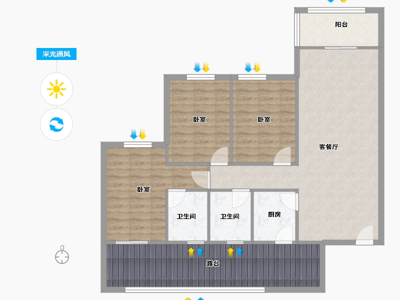 广东省-深圳市-麒麟雅居-106.86-户型库-采光通风