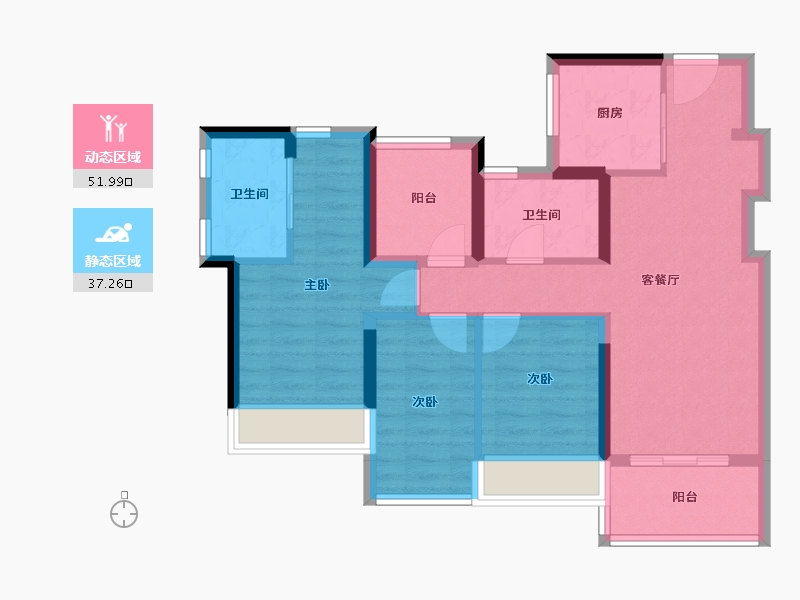 广东省-广州市-万科万汇天地·朗庭-78.73-户型库-动静分区